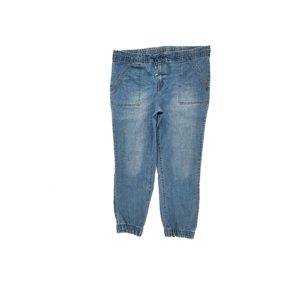 No Boundaries Jogger‎ Elastic Waist Drawstring Women's size 21 Blue Denim Jeans